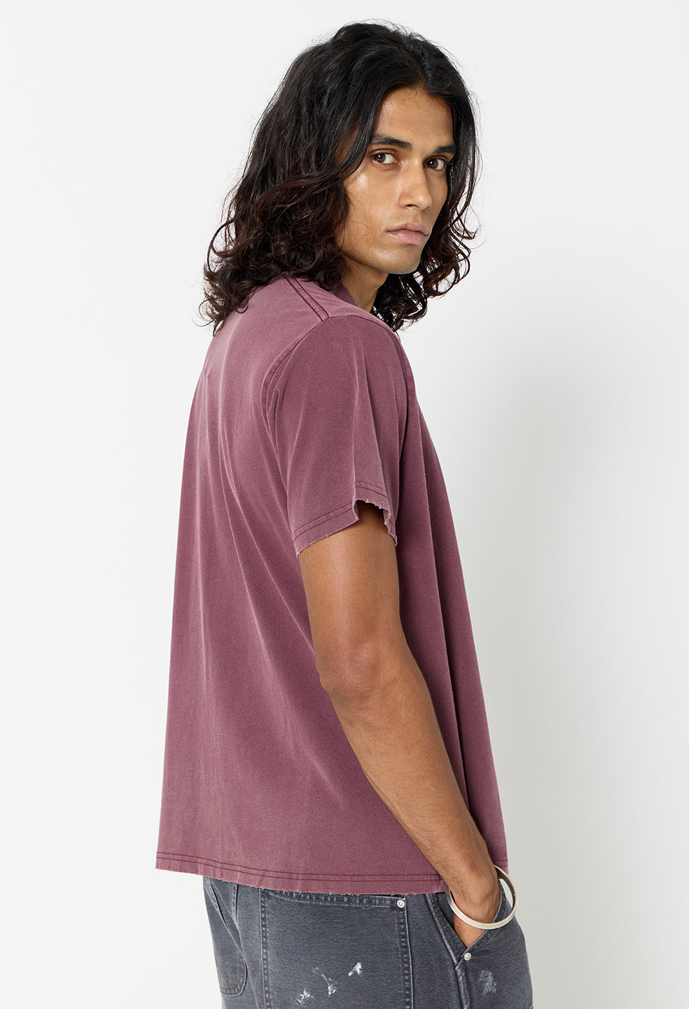 Folsom Cropped Tee / Washed Oxblood