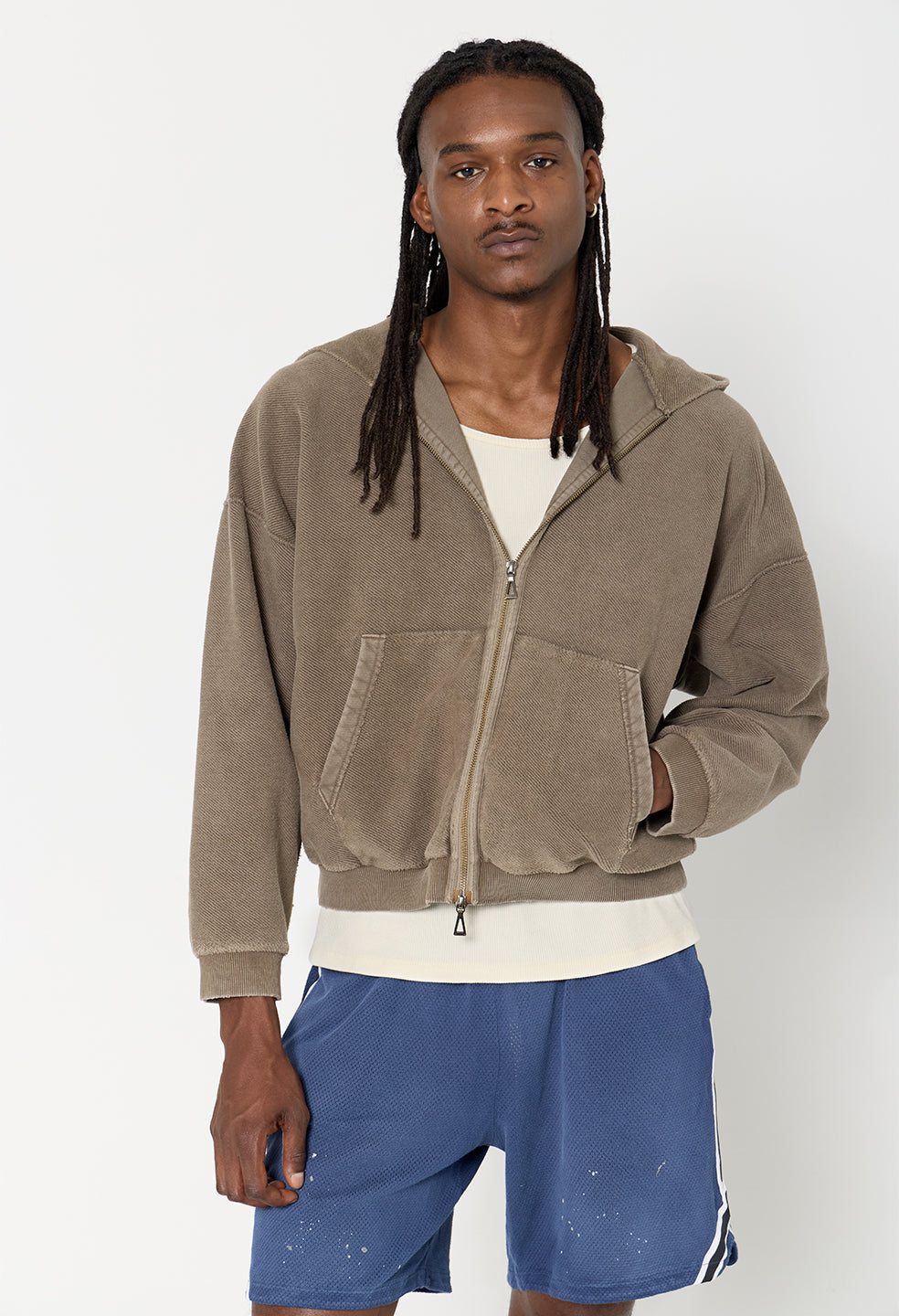 Reverse Terry Frances Full-Zip / Washed Oak