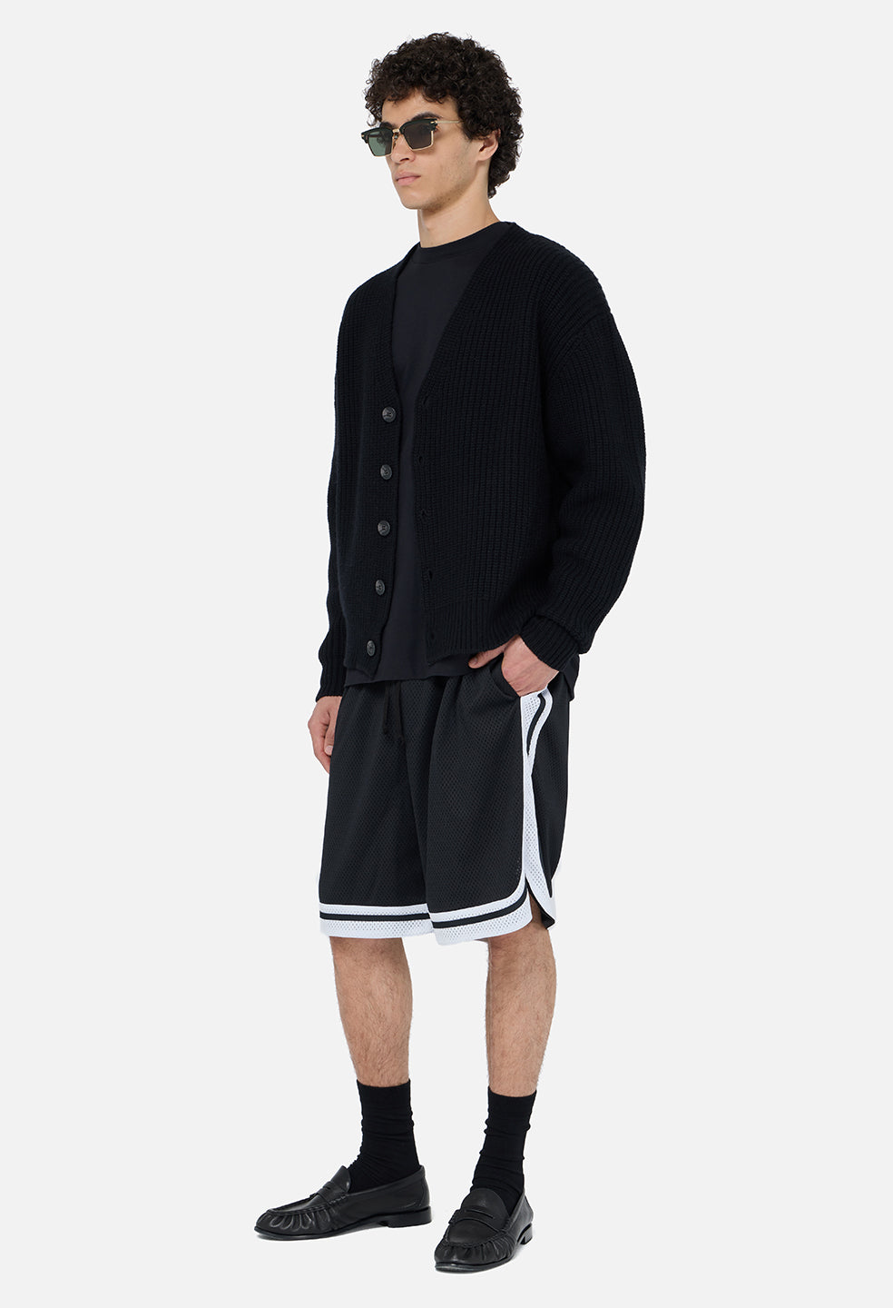 Shaolin Oversized Court Shorts / Black x White