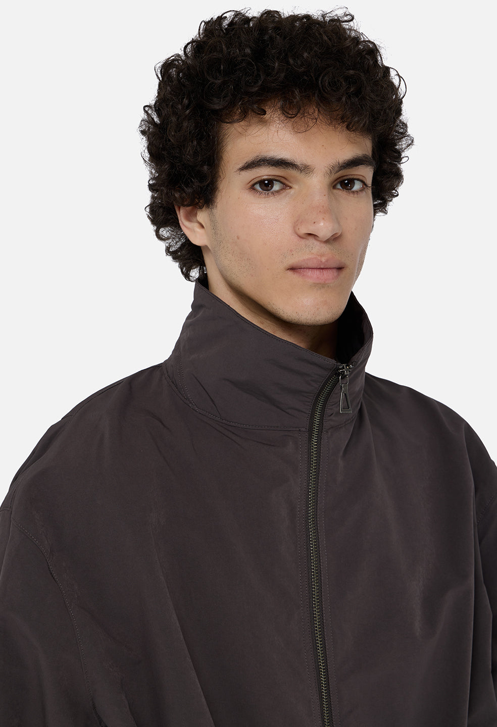 Vero Brushed Nylon Zip Jacket / Charcoal