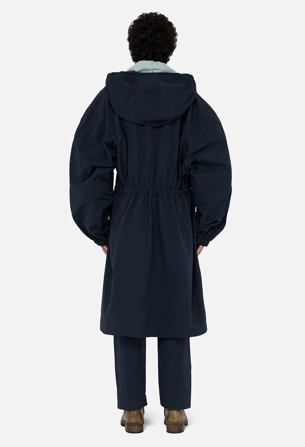 Vero Brushed Nylon Hooded Trench / Dark Navy