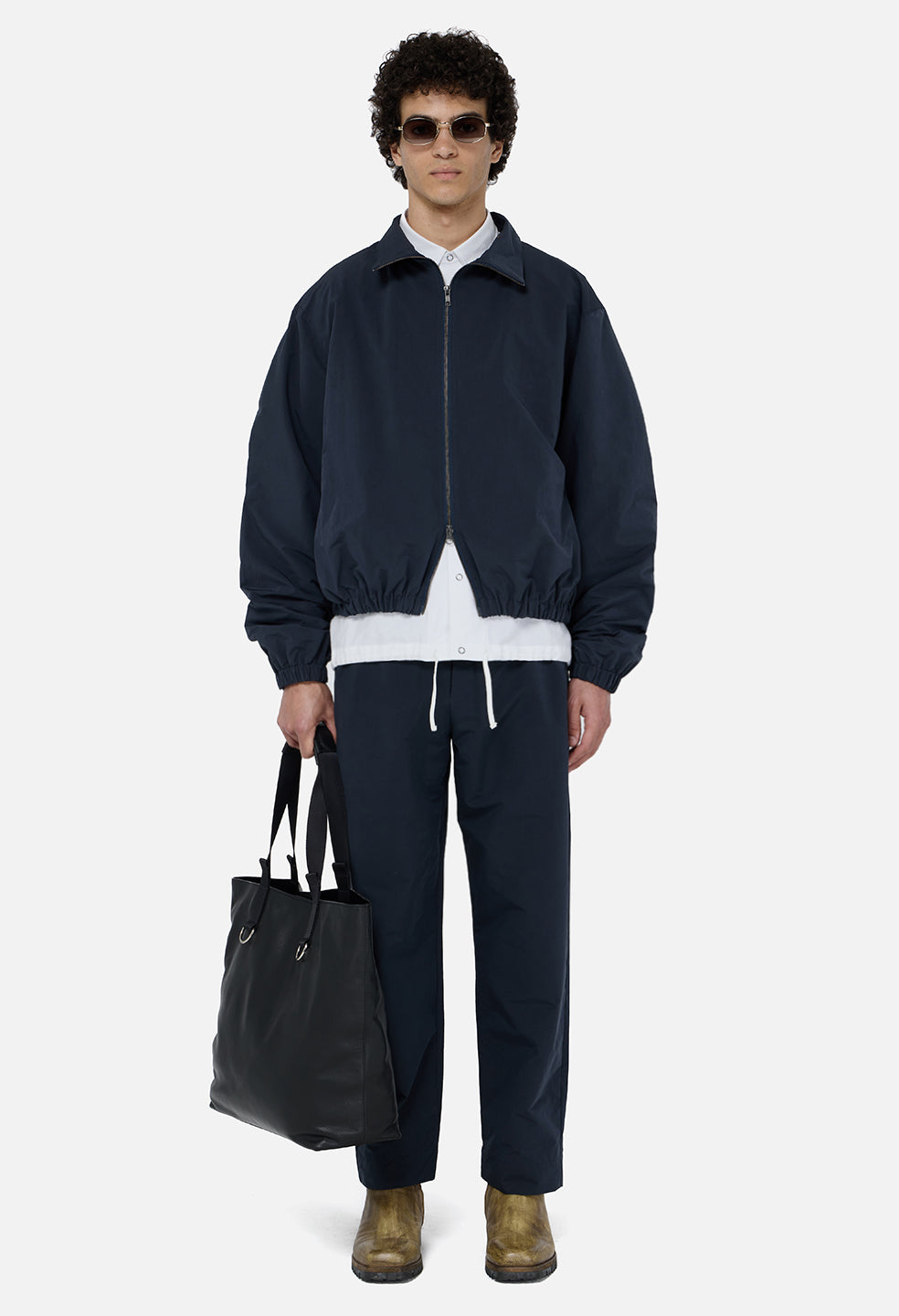 Vero Brushed Nylon Zip Jacket / Dark Navy
