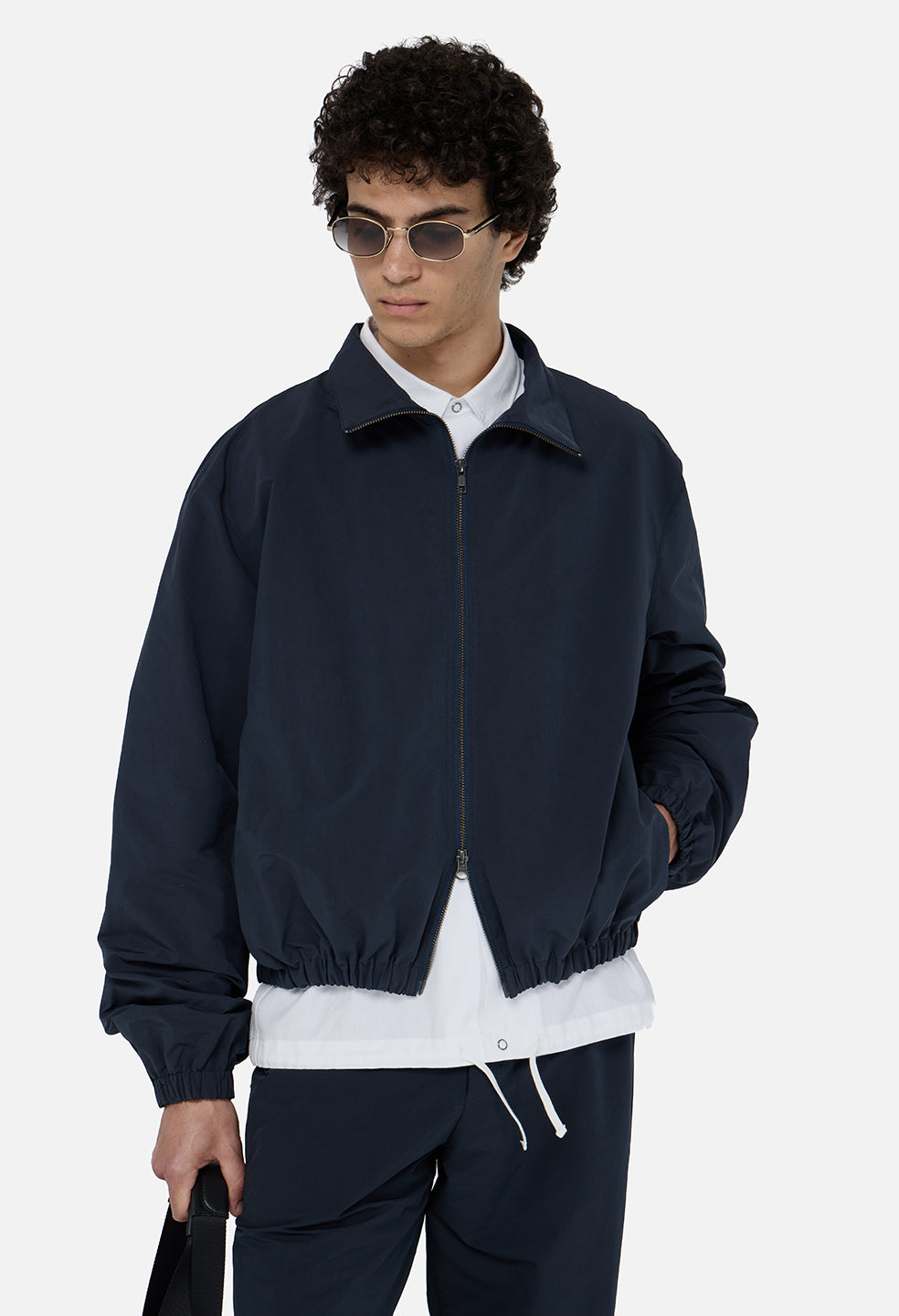 Vero Brushed Nylon Zip Jacket / Dark Navy