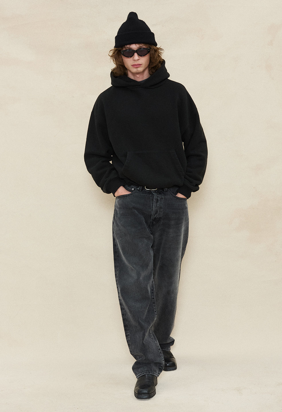 Silk Noil Hoodie / Black