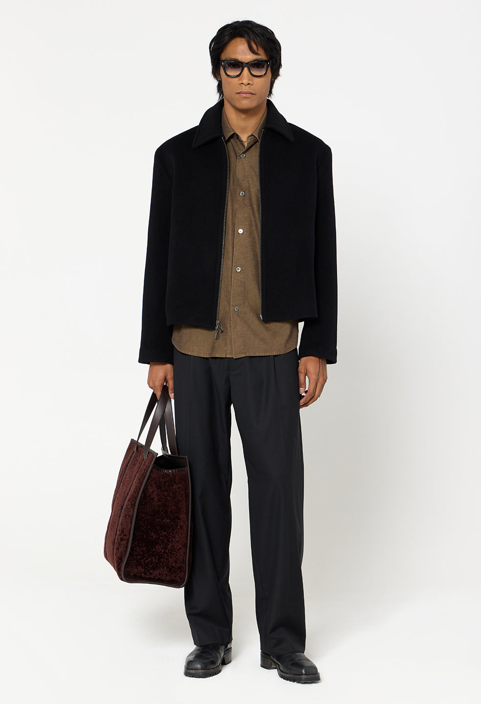 Silk Wool Lexington Full Zip / Black