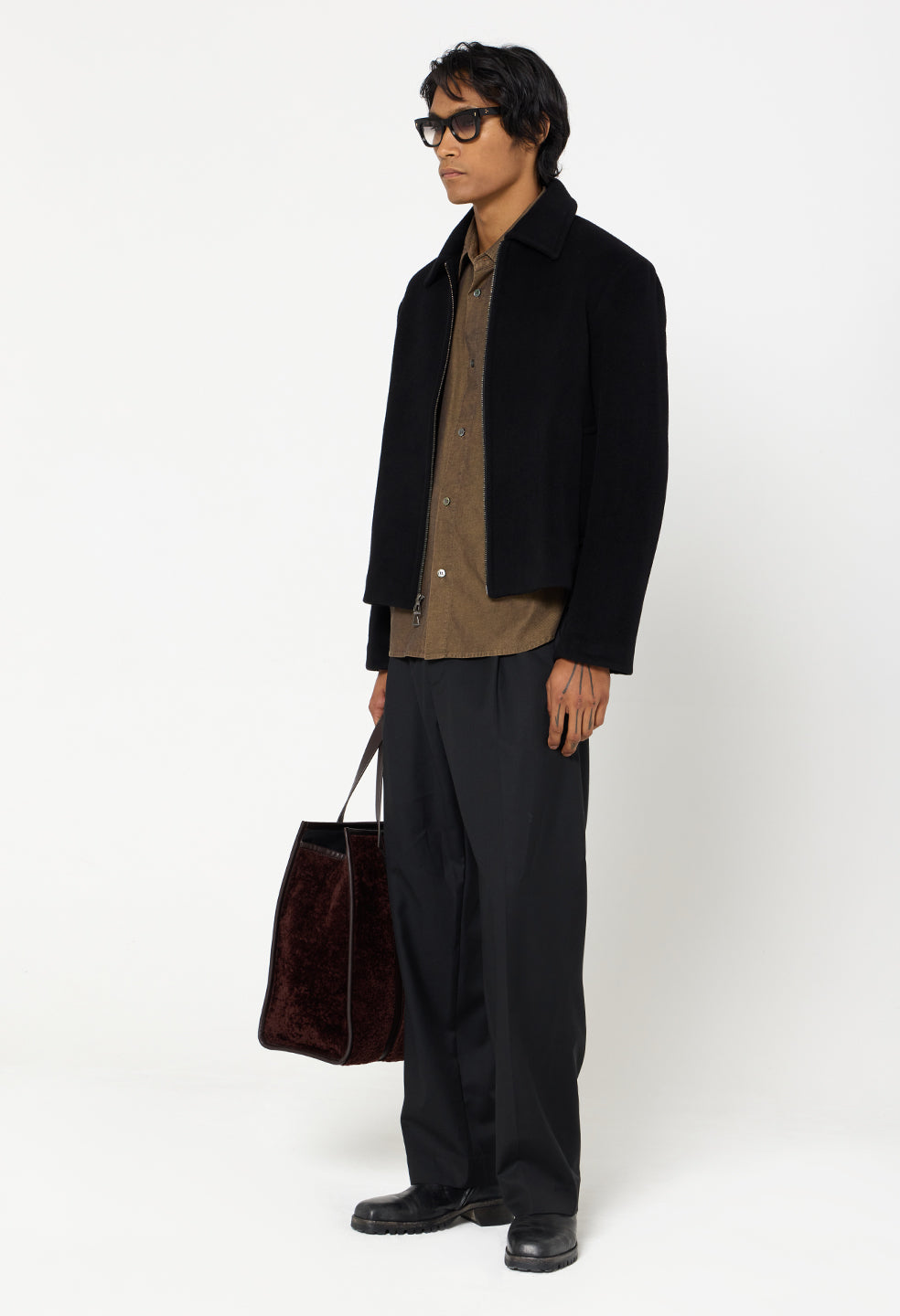 Silk Wool Lexington Full Zip / Black