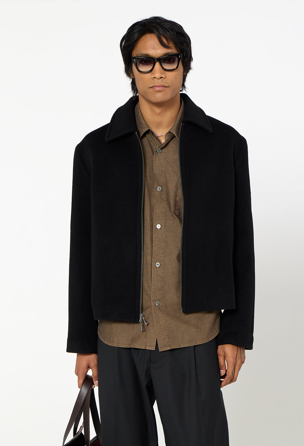 Silk Wool Lexington Full Zip / Black