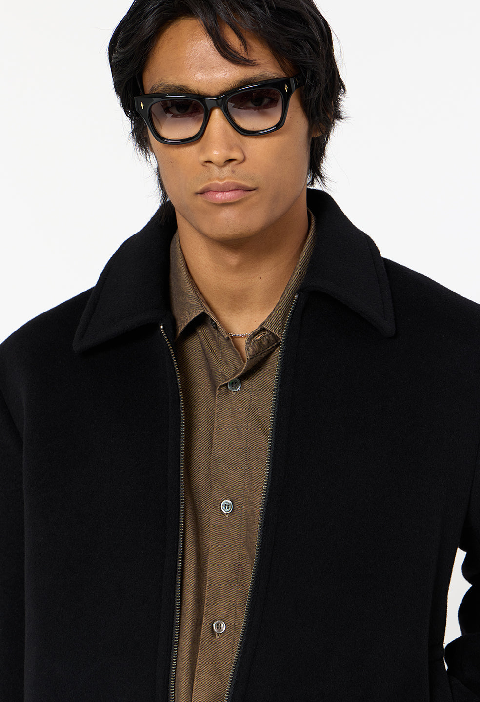 Silk Wool Lexington Full Zip / Black