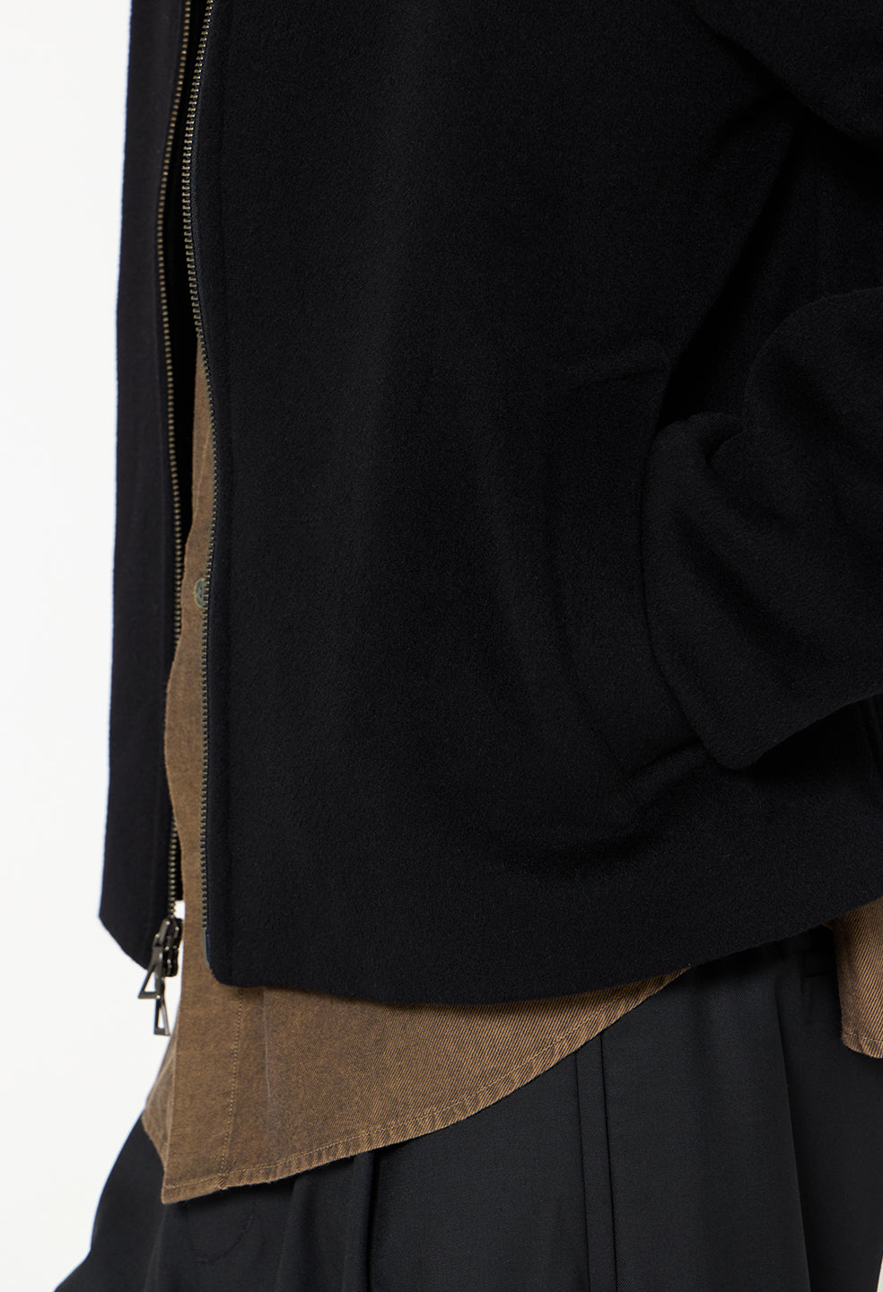 Silk Wool Lexington Full Zip / Black