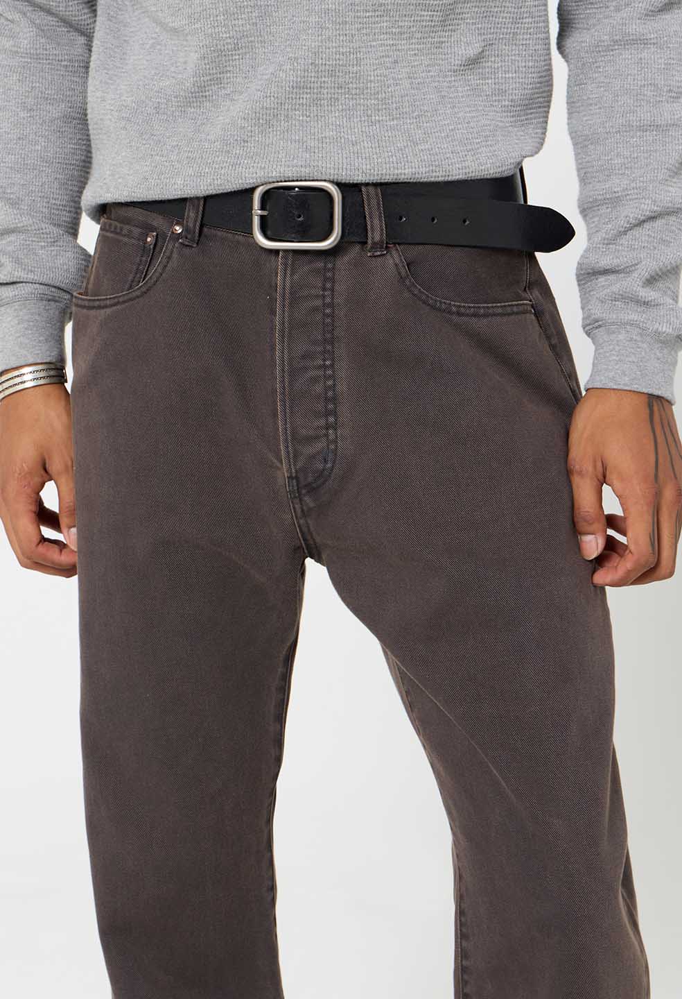 Dalton Leather Belt / Black x Nickel