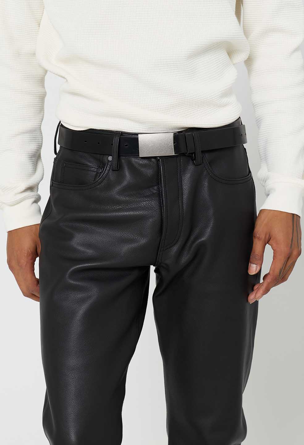 Lucas Leather Belt / Black x Nickel