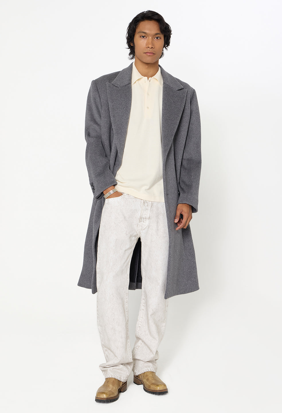 Silk Wool Overcoat / Grey