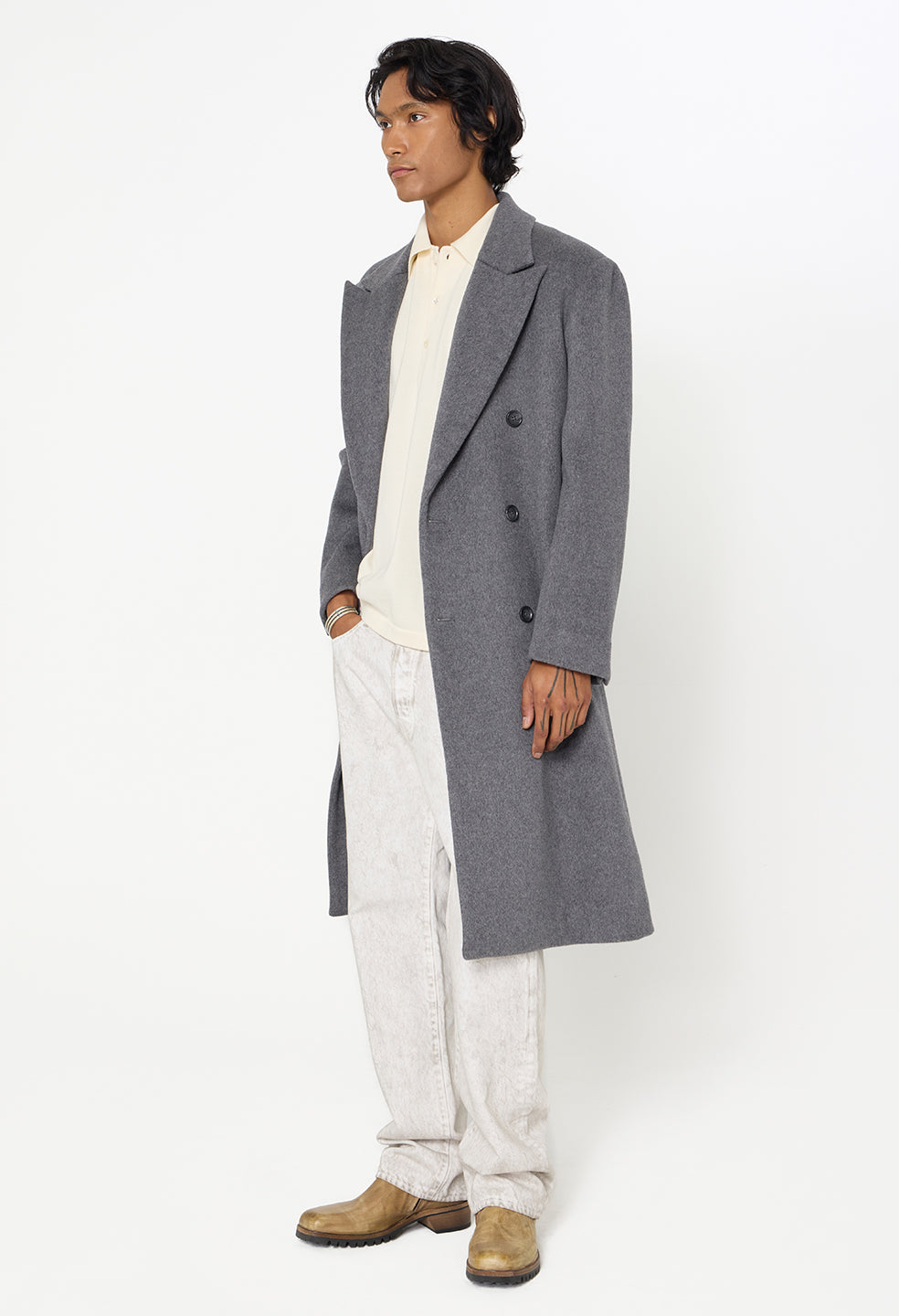 Silk Wool Overcoat / Grey