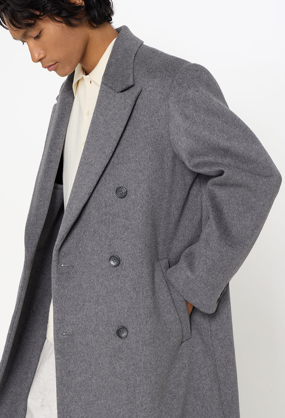 Silk Wool Overcoat / Grey