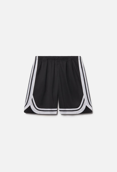 Shaolin Oversized Court Shorts / Black x White