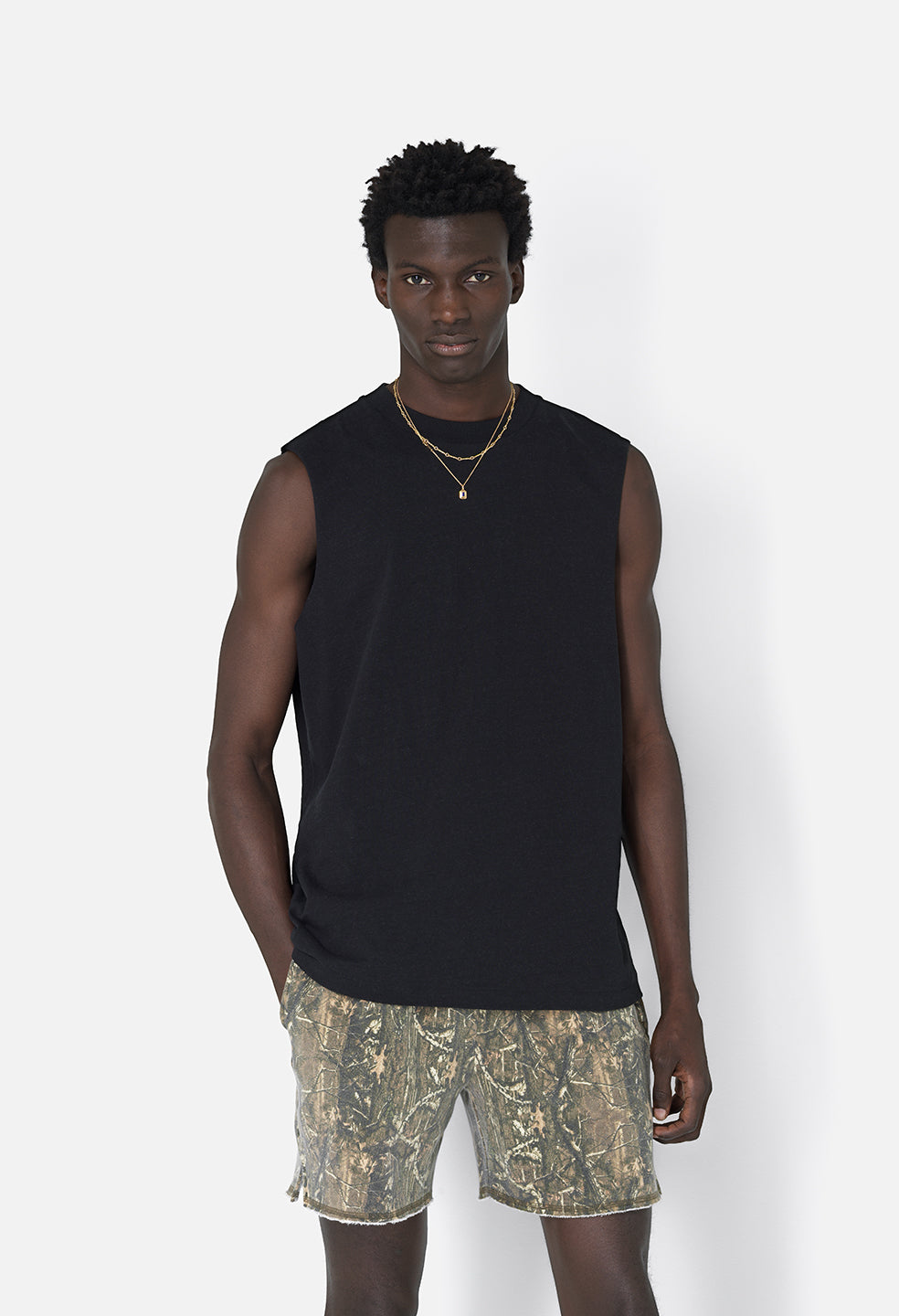 Recycled Cotton Campus Cut-Off Tee / Black
