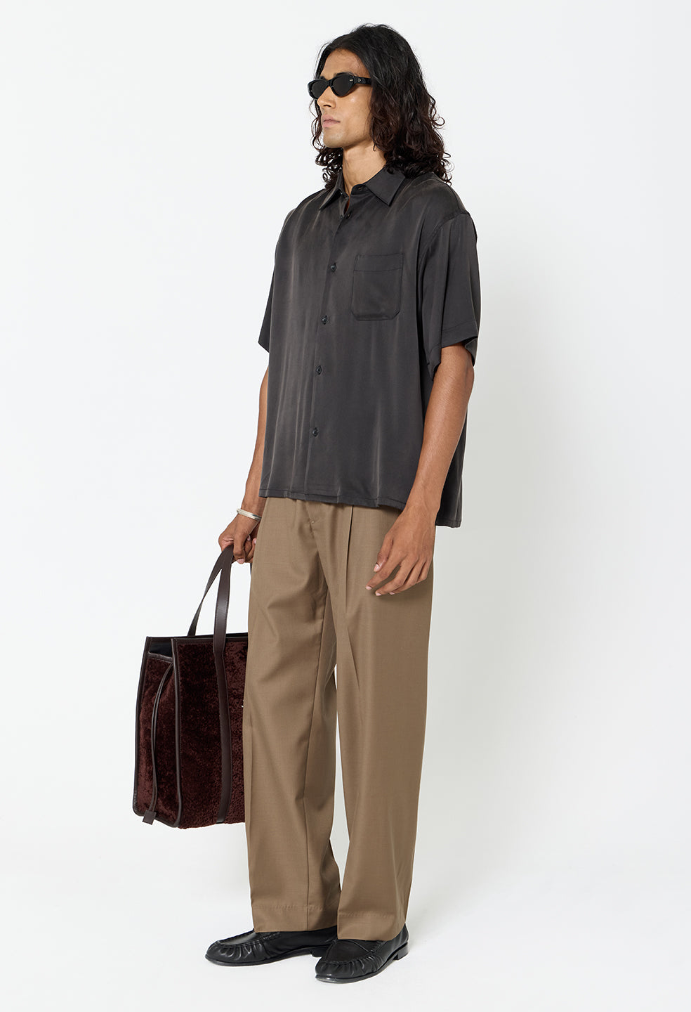 Wool Wide Easy Trouser / Mocha