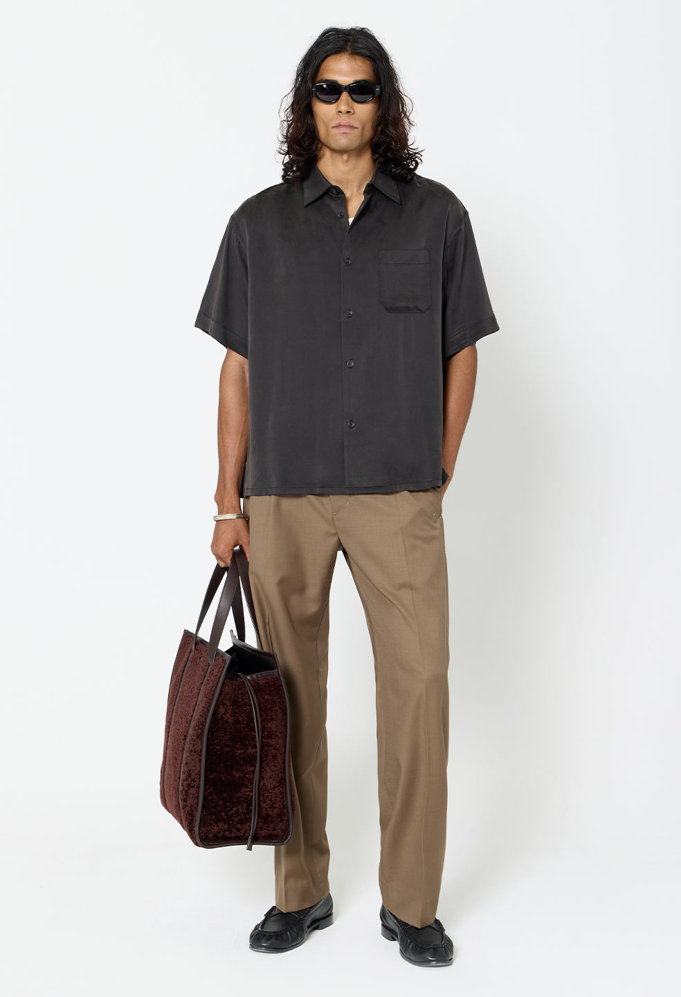 Wool Wide Easy Trouser / Mocha