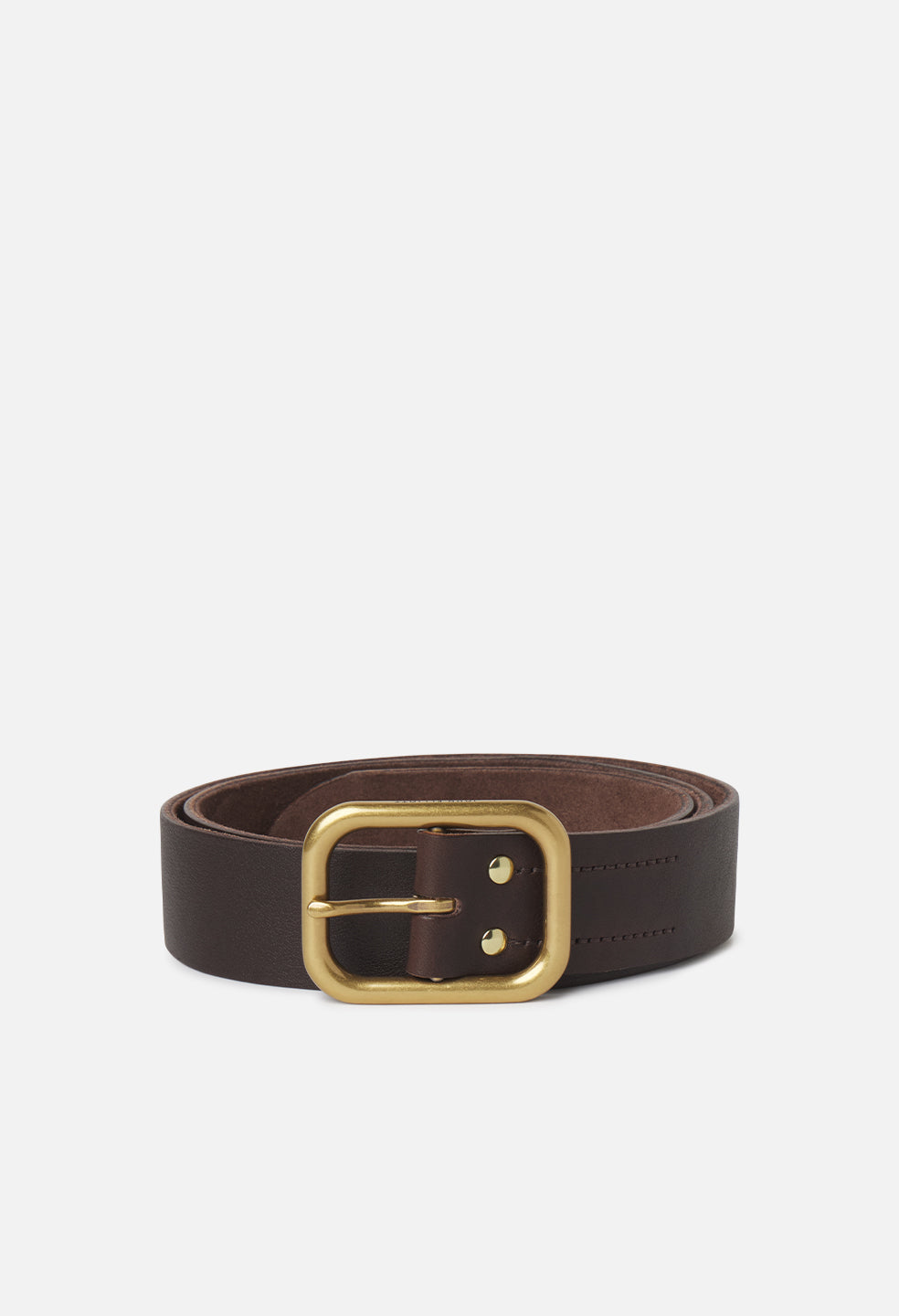 Dalton Leather Belt / Brown x Brass