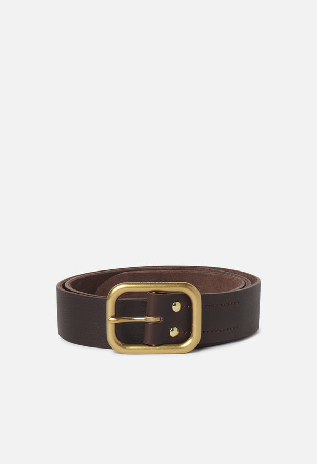 Dalton Leather Belt / Brown x Brass