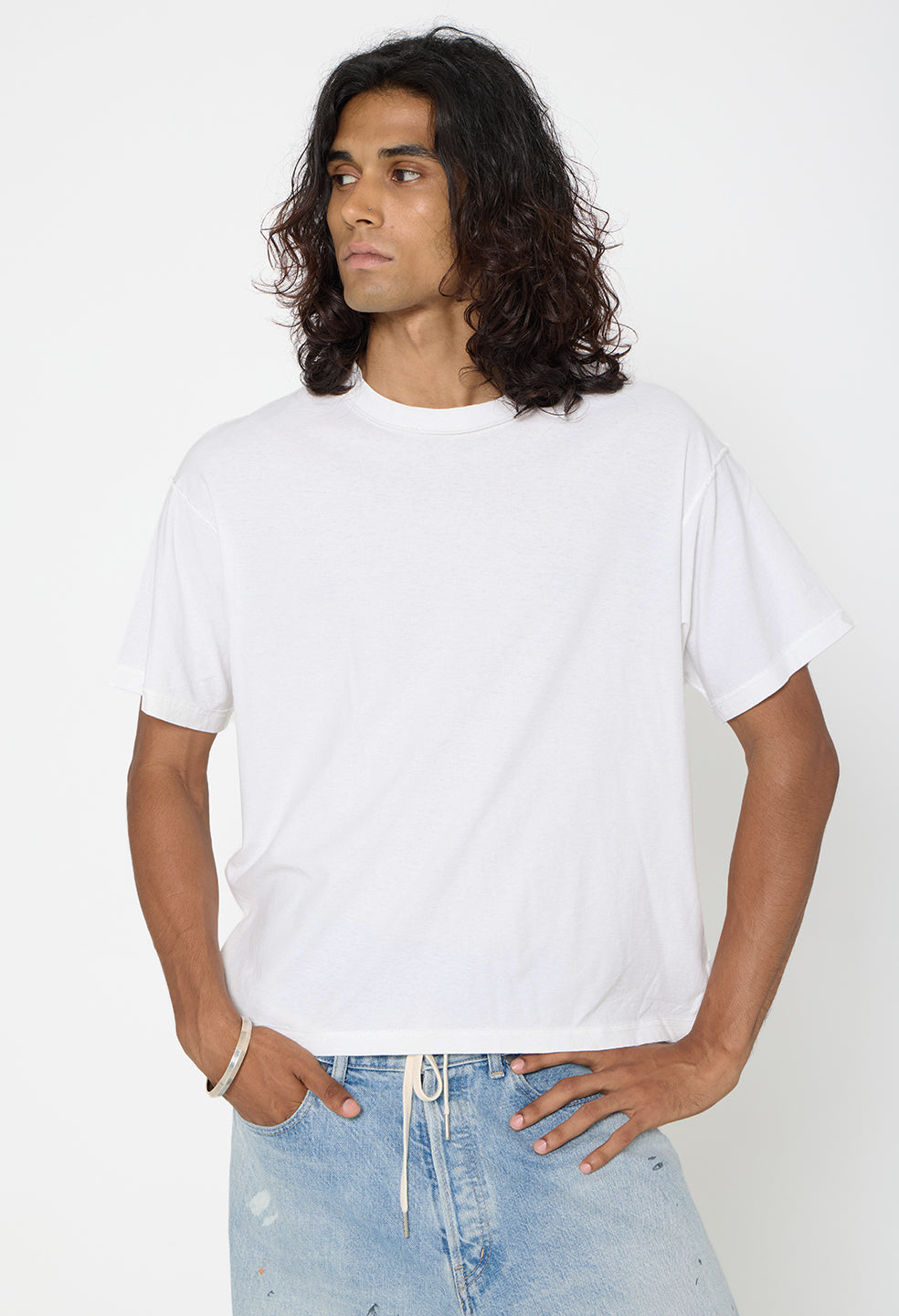 Summer Reversed Cropped Tee / White