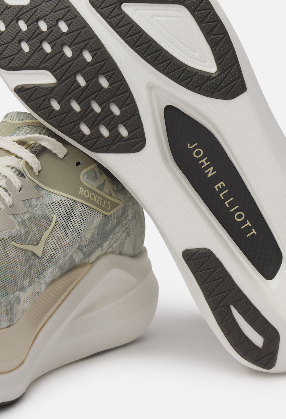 John Elliott x Hoka Rocket X 3 / Spray Green x Antique White