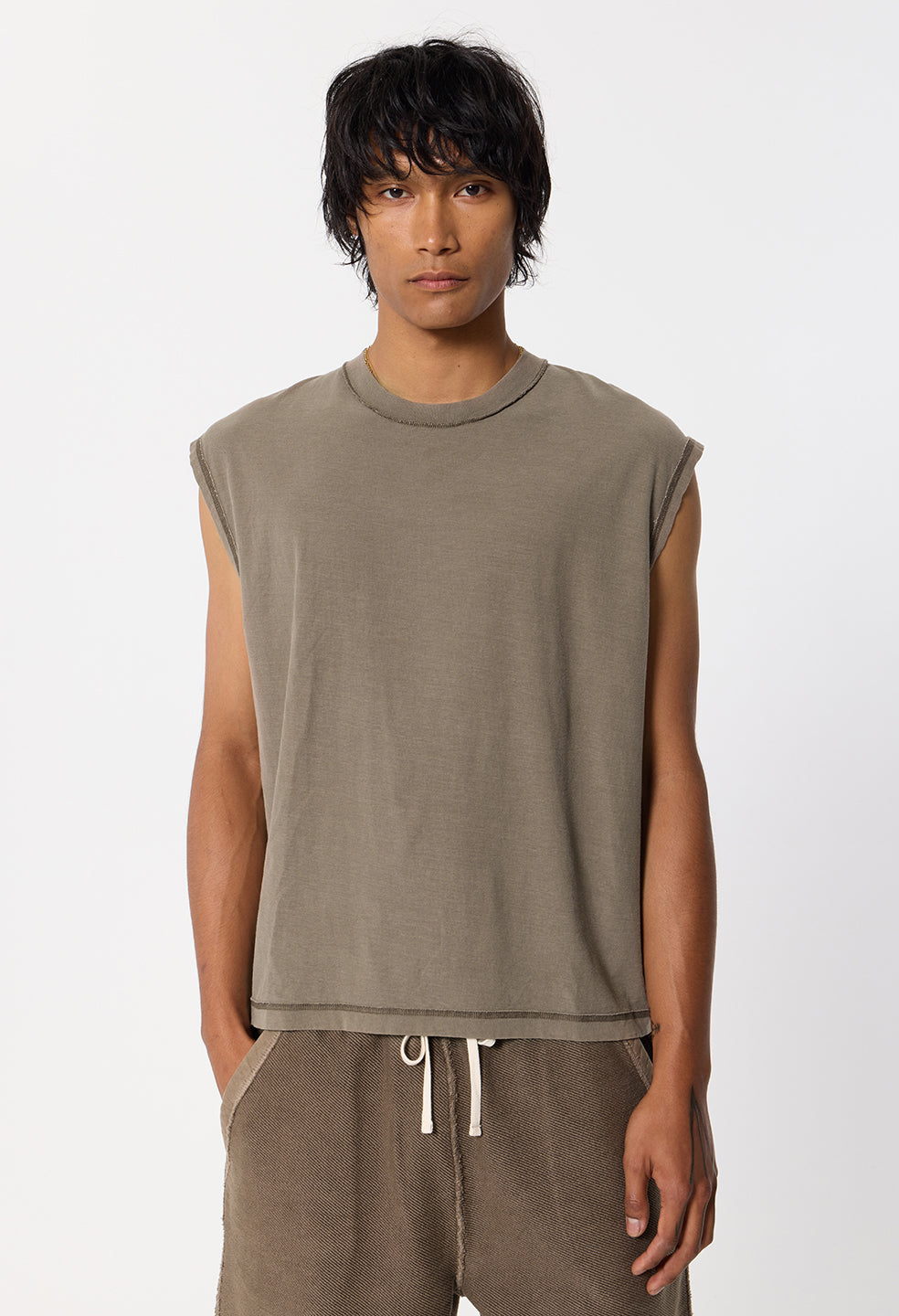 Summer Reversed Cropped Sleeveless / Washed Oak
