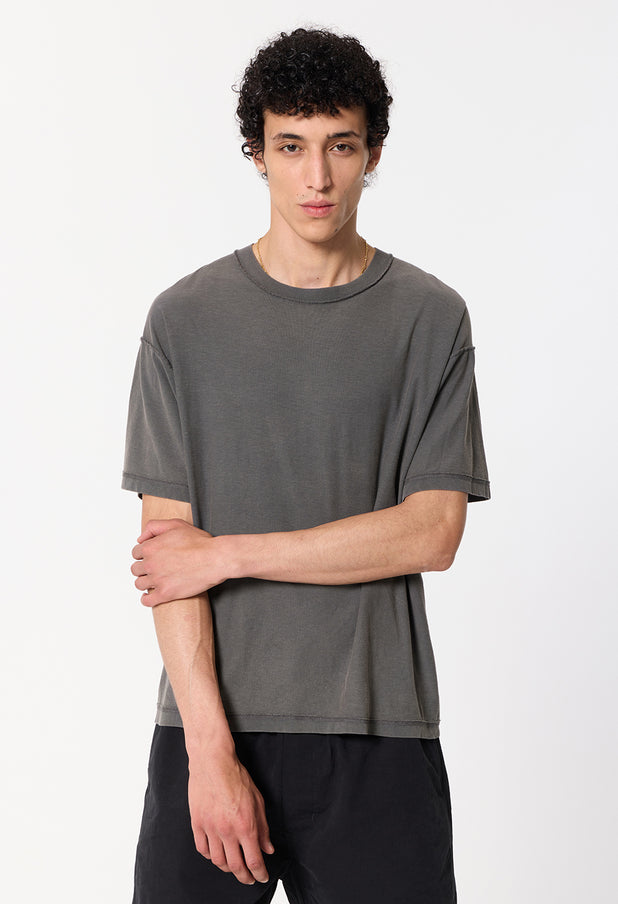 Summer Reversed Cropped Tee / Washed Black