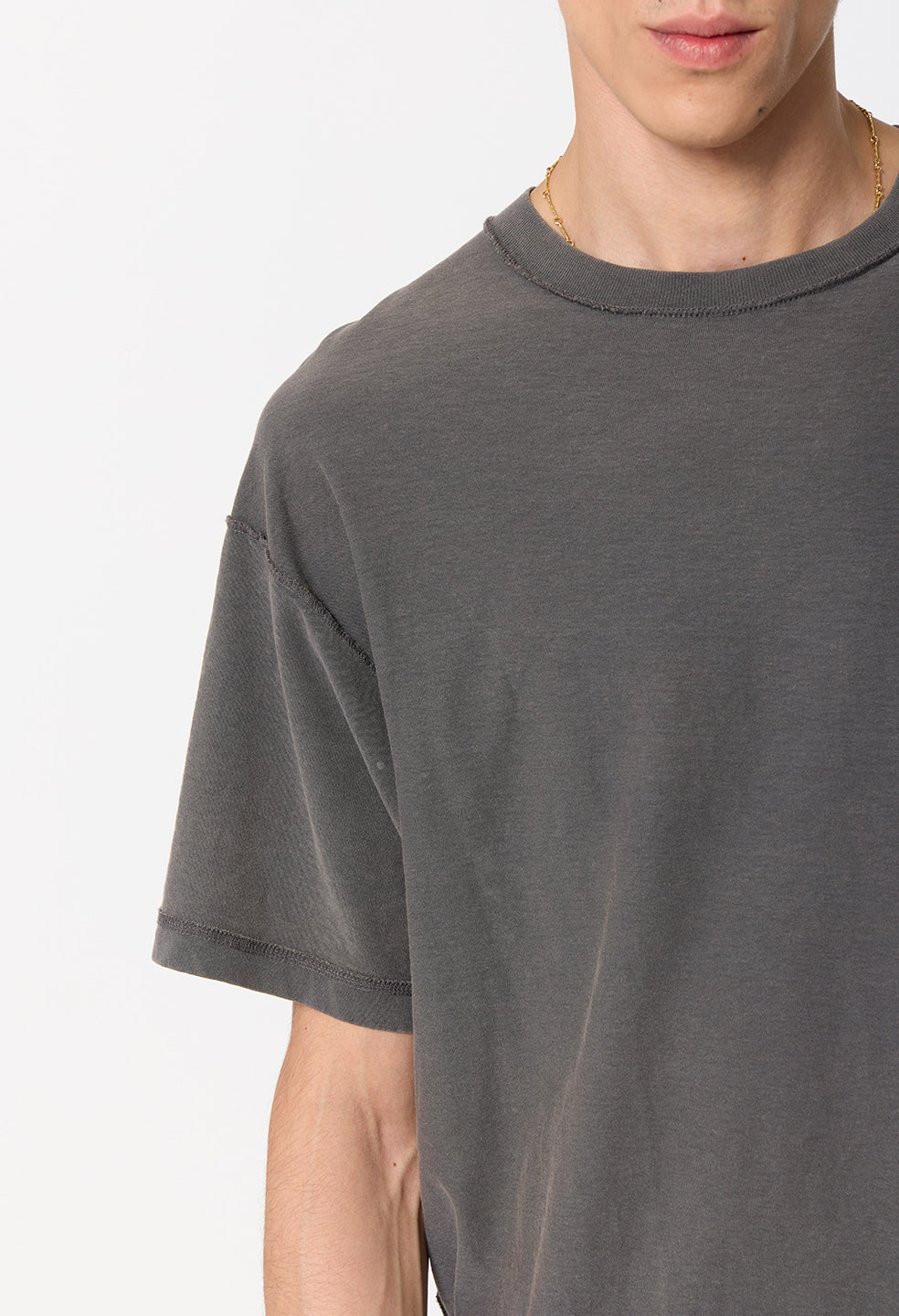 Summer Reversed Cropped Tee / Washed Black