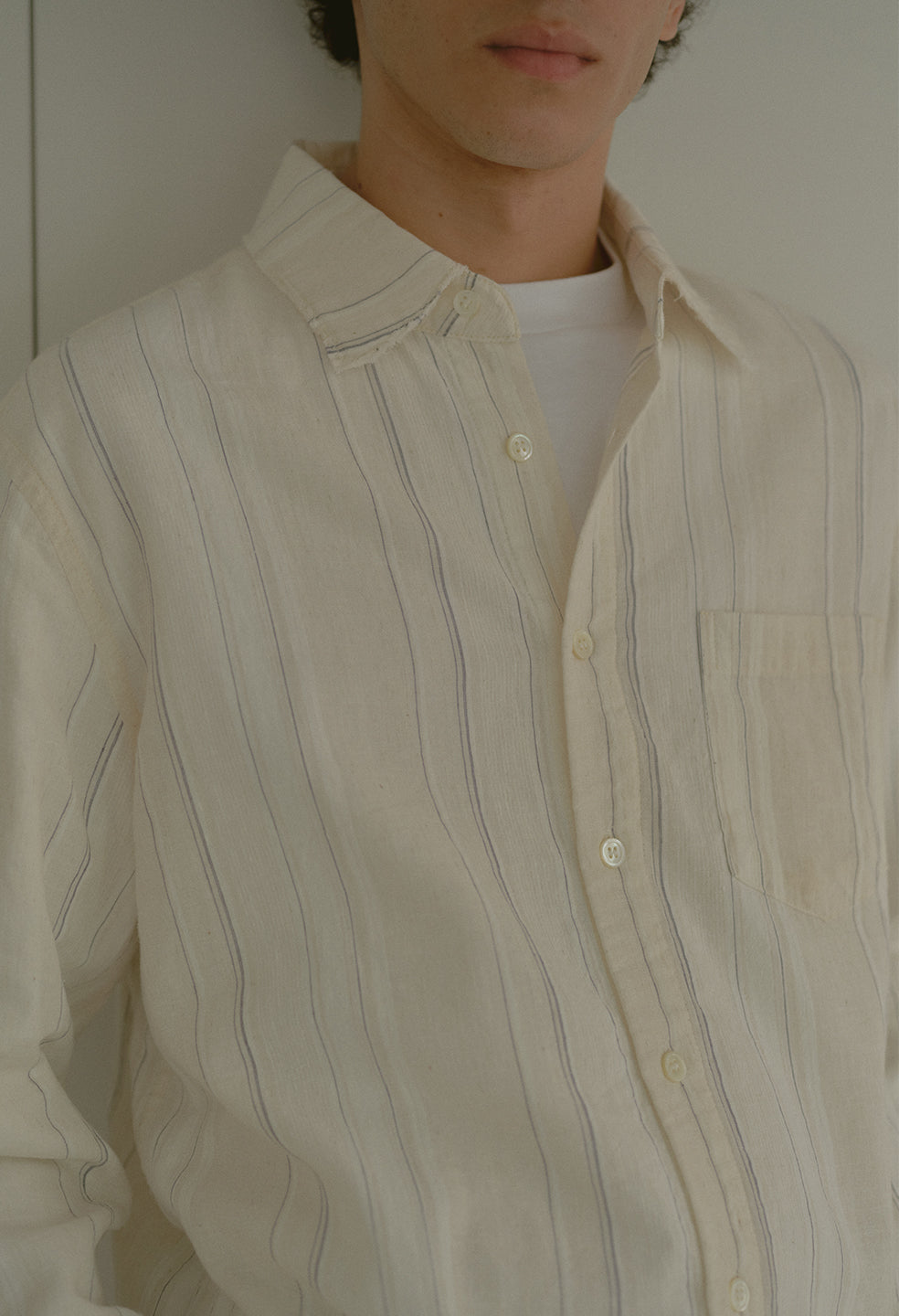 Raw Edge Cropped Cloak / Salt Stripe
