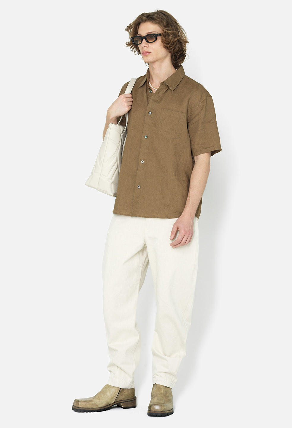 Statement White Shirt and Green Trousers Set for Women