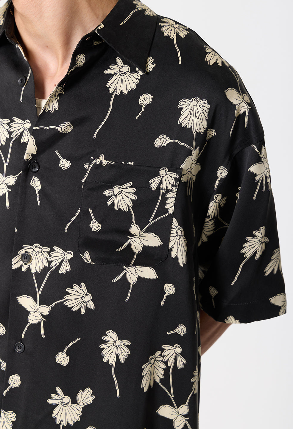 Brushed Silk Button Up / Field Sketch Black x Salt
