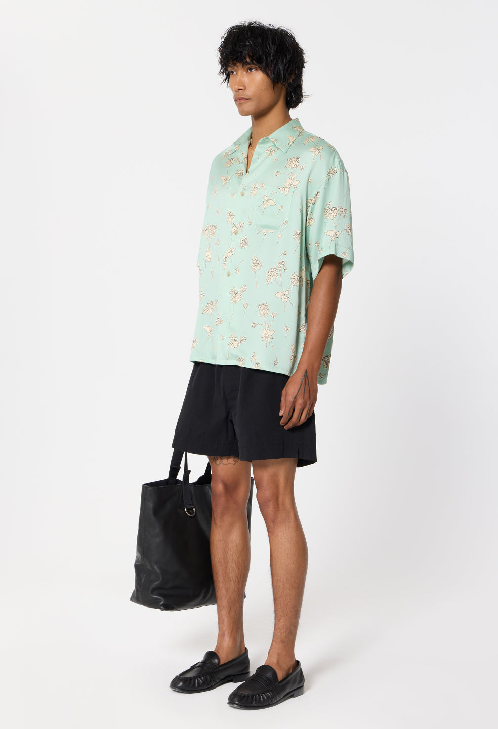 Brushed Silk Button Up / Field Sketch Celadon x Salt