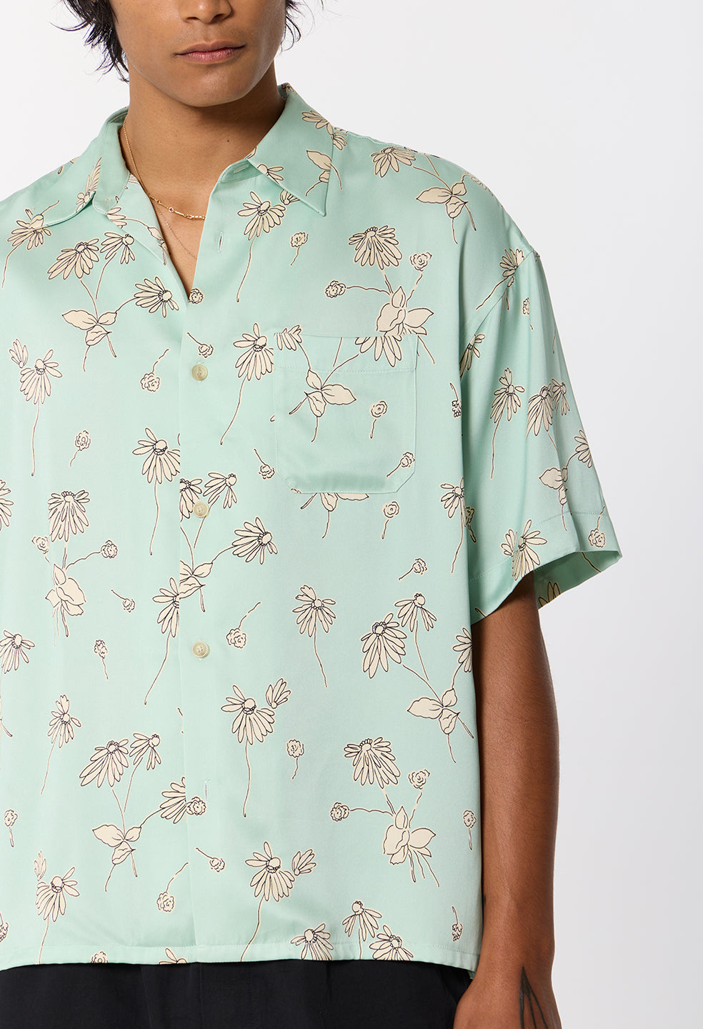 Brushed Silk Button Up / Field Sketch Celadon x Salt