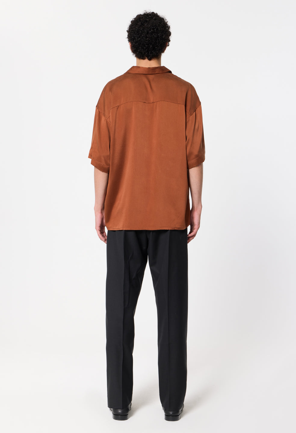 Brushed Silk Button Up / Rust