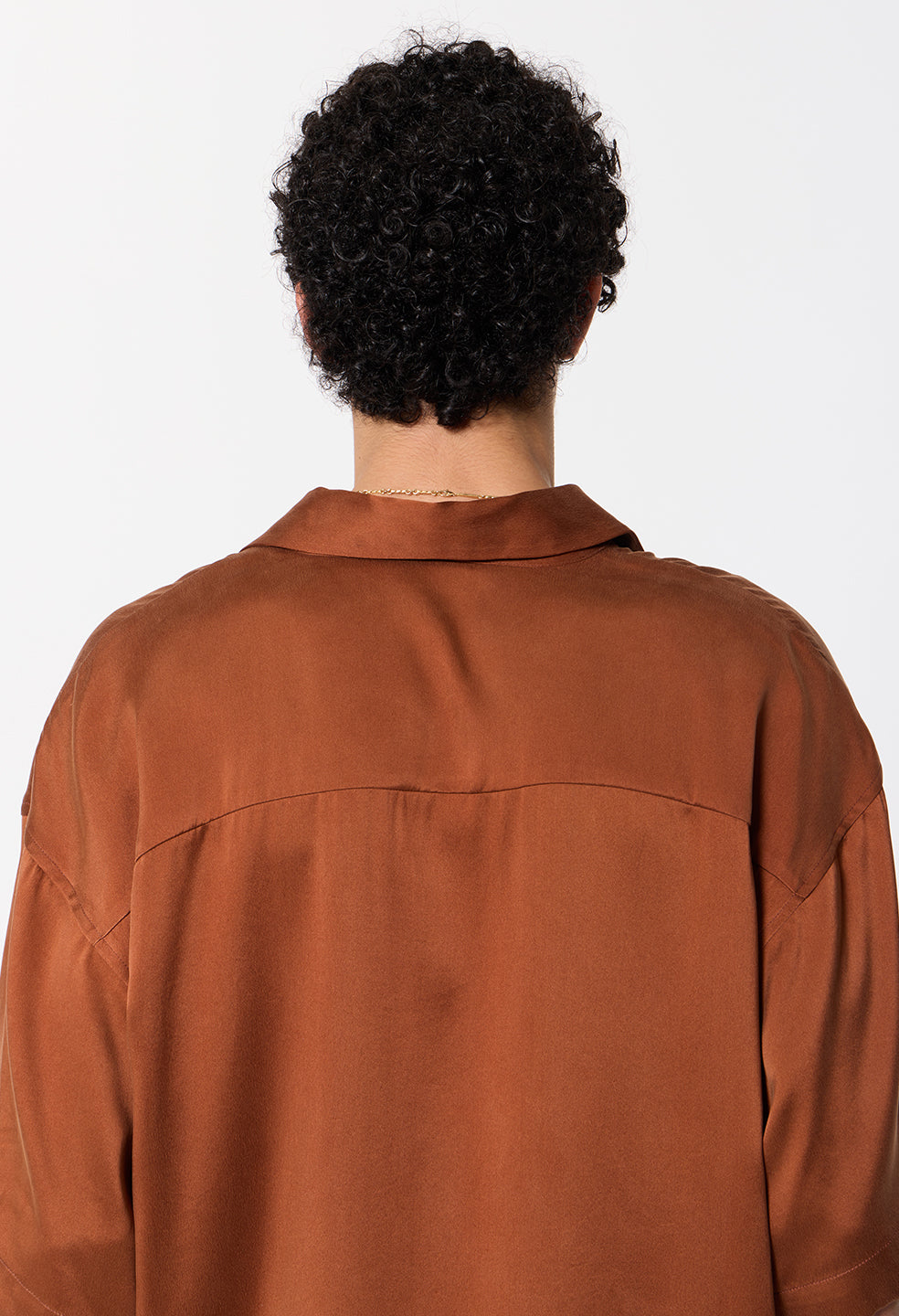 Brushed Silk Button Up / Rust