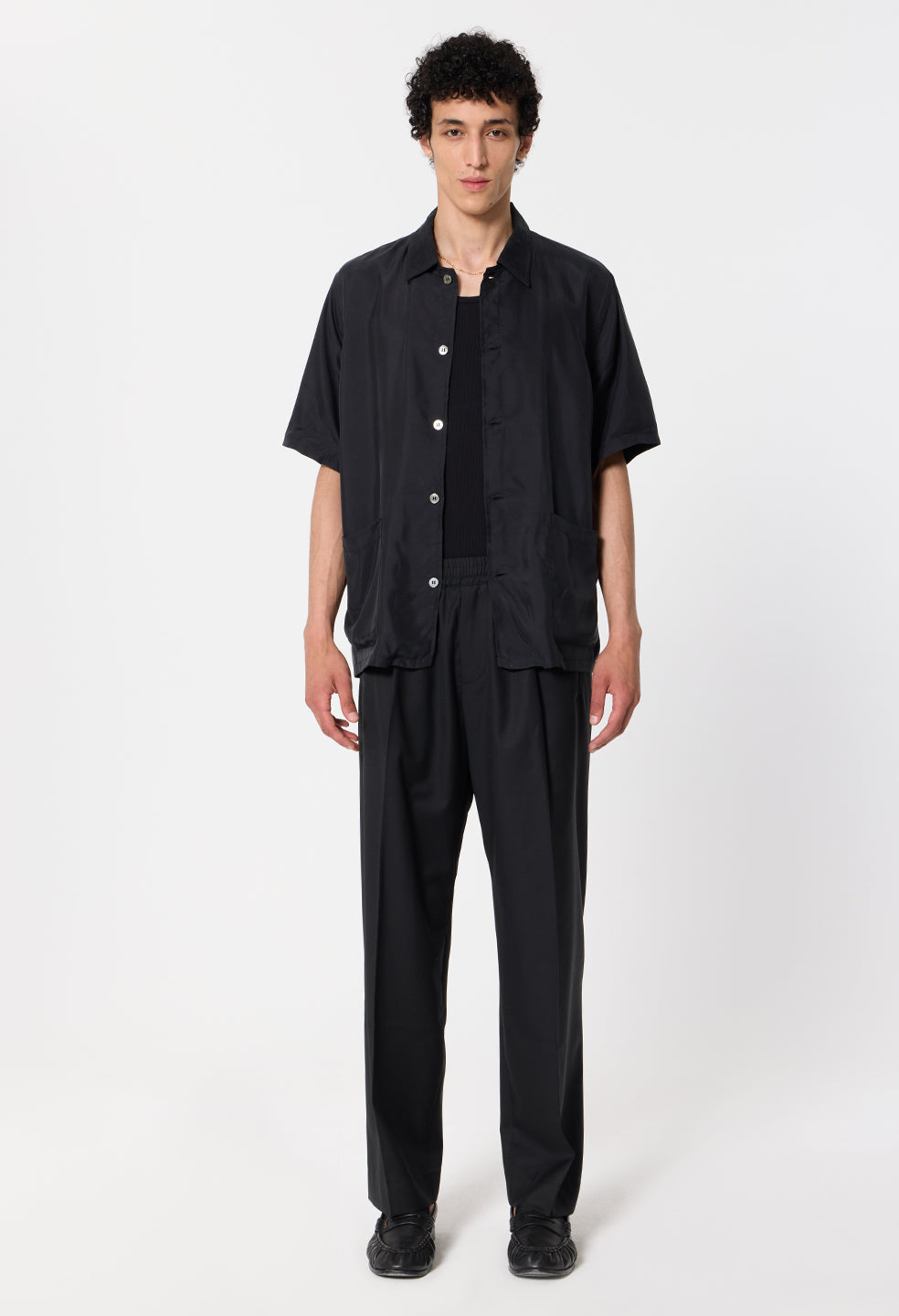 Cupro Smoking Shirt / Black