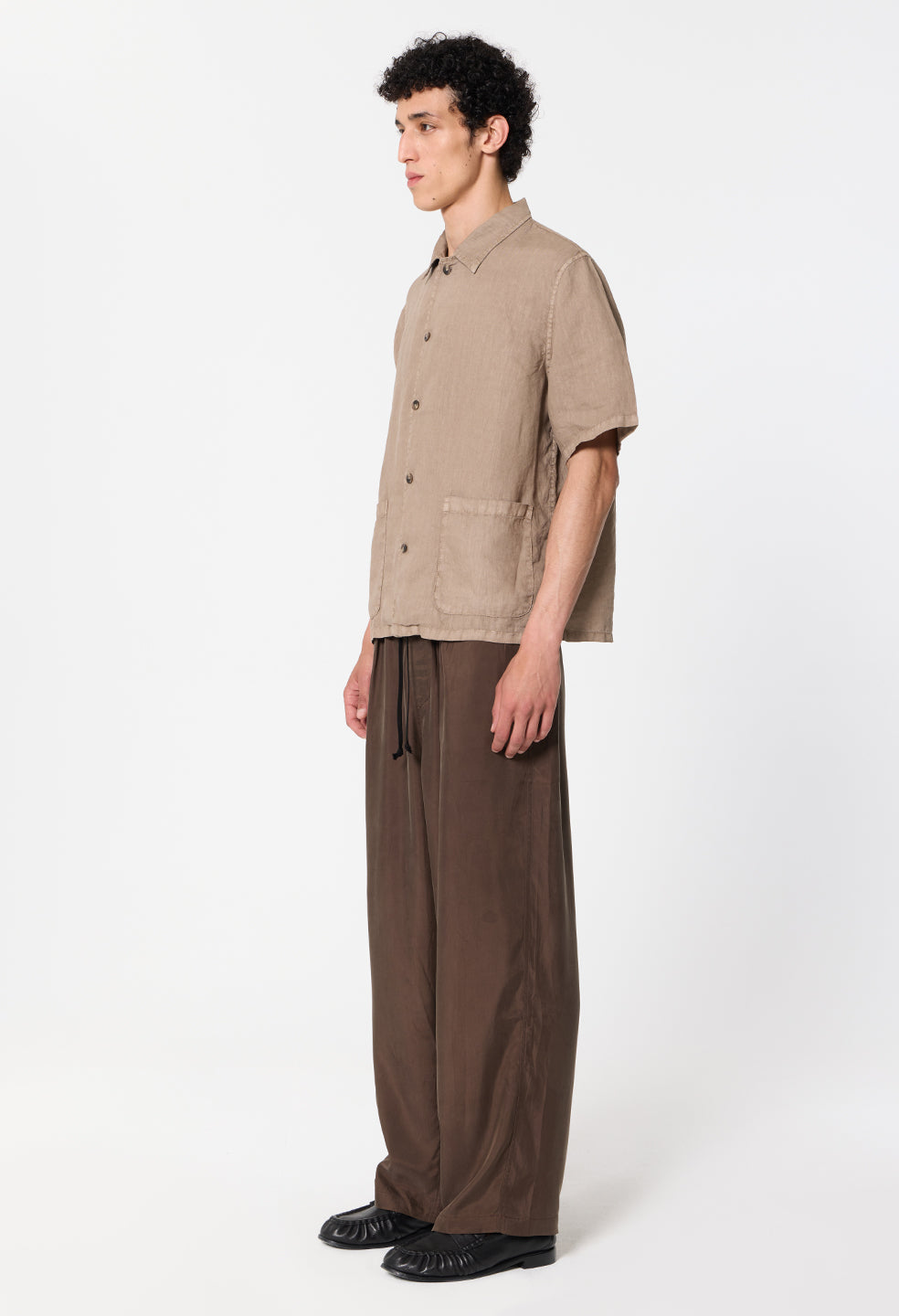 Nigril Linen Smoking Shirt / Washed Drift
