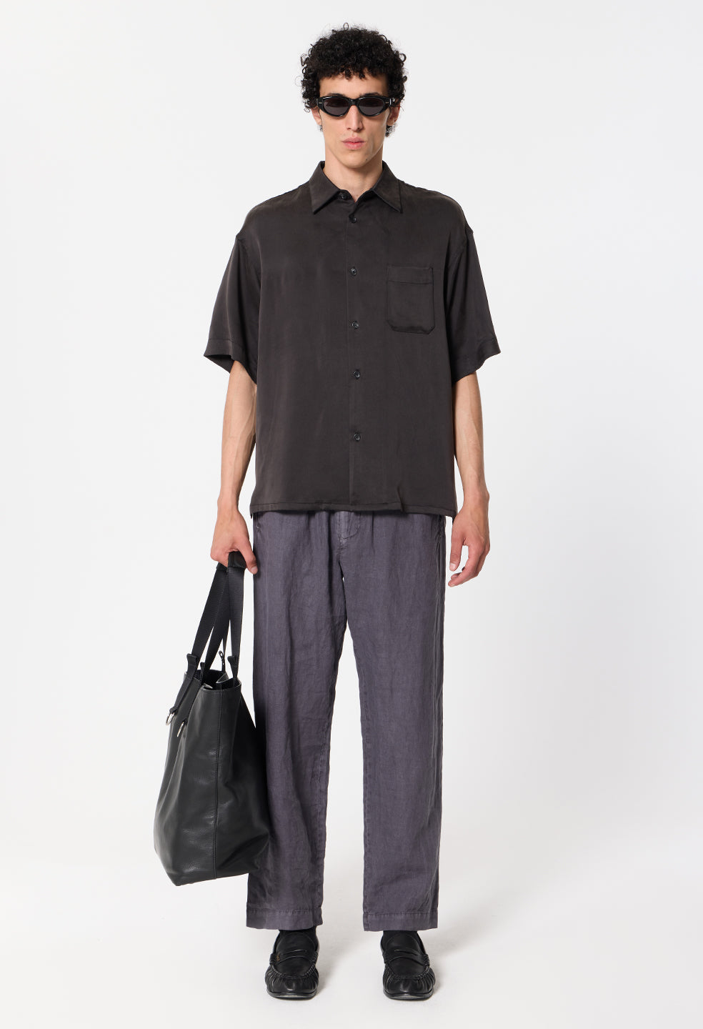 Nigril Linen Easy Trouser / Washed Black