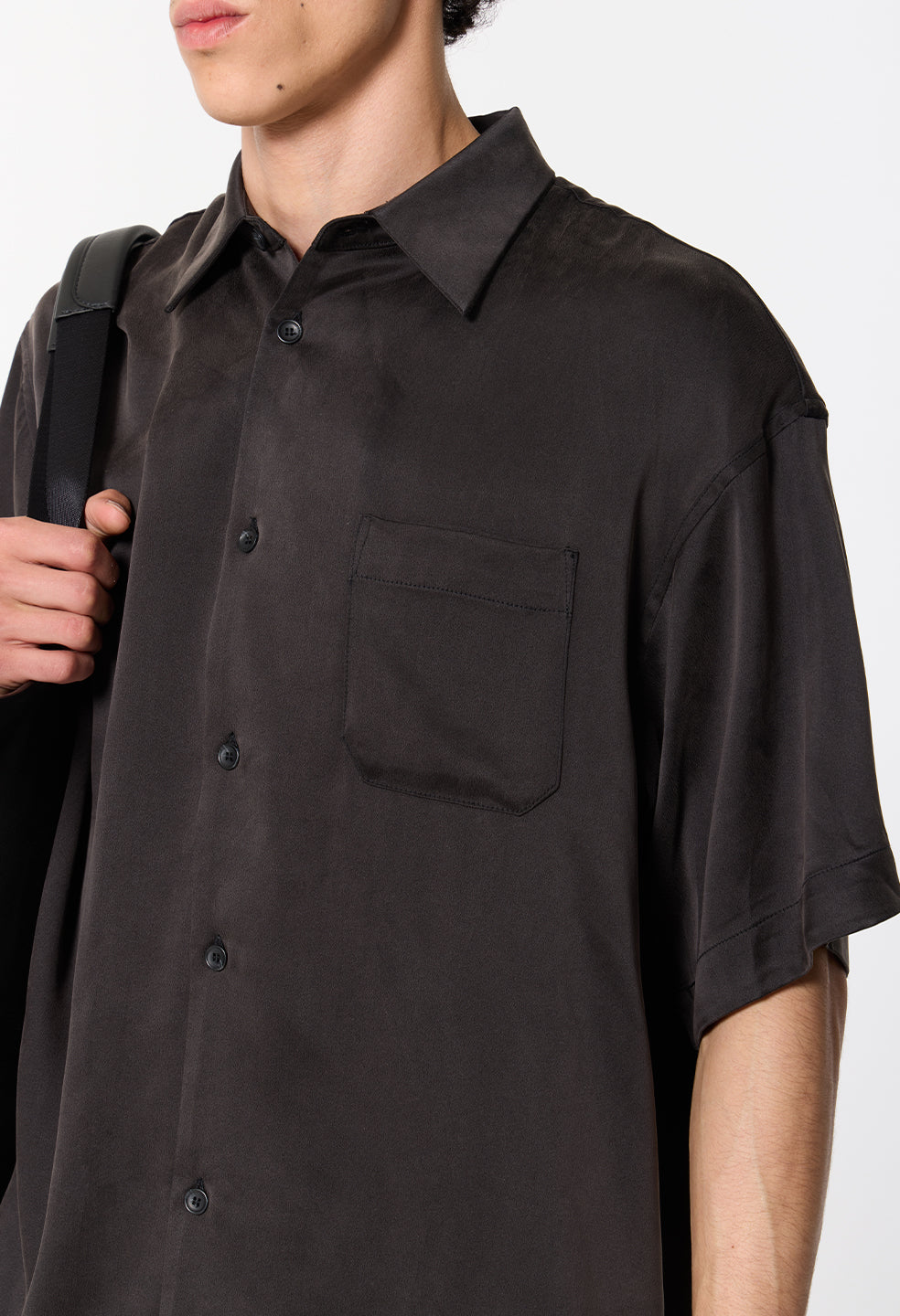 Brushed Silk Button Up / Black