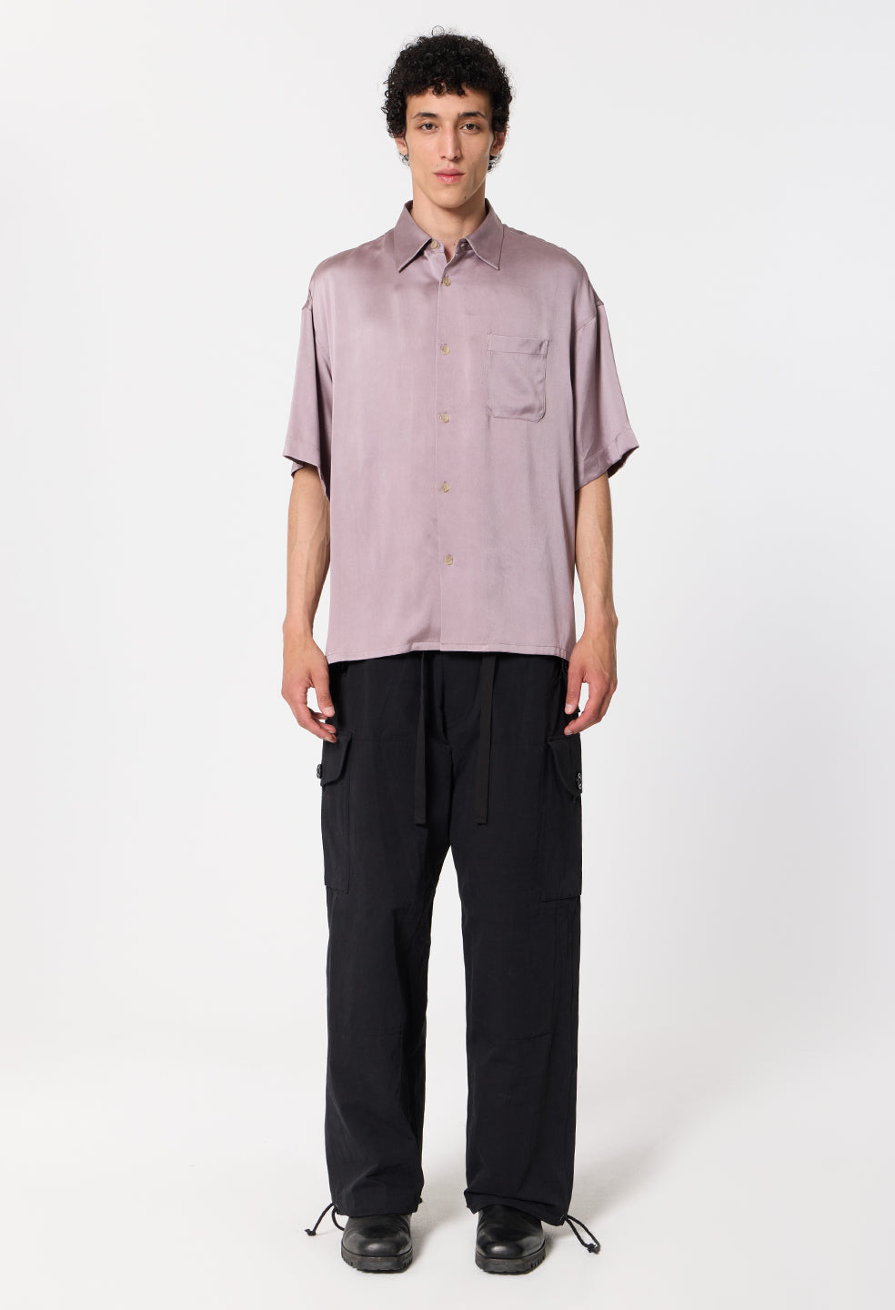 Brushed Silk Button Up / Plum