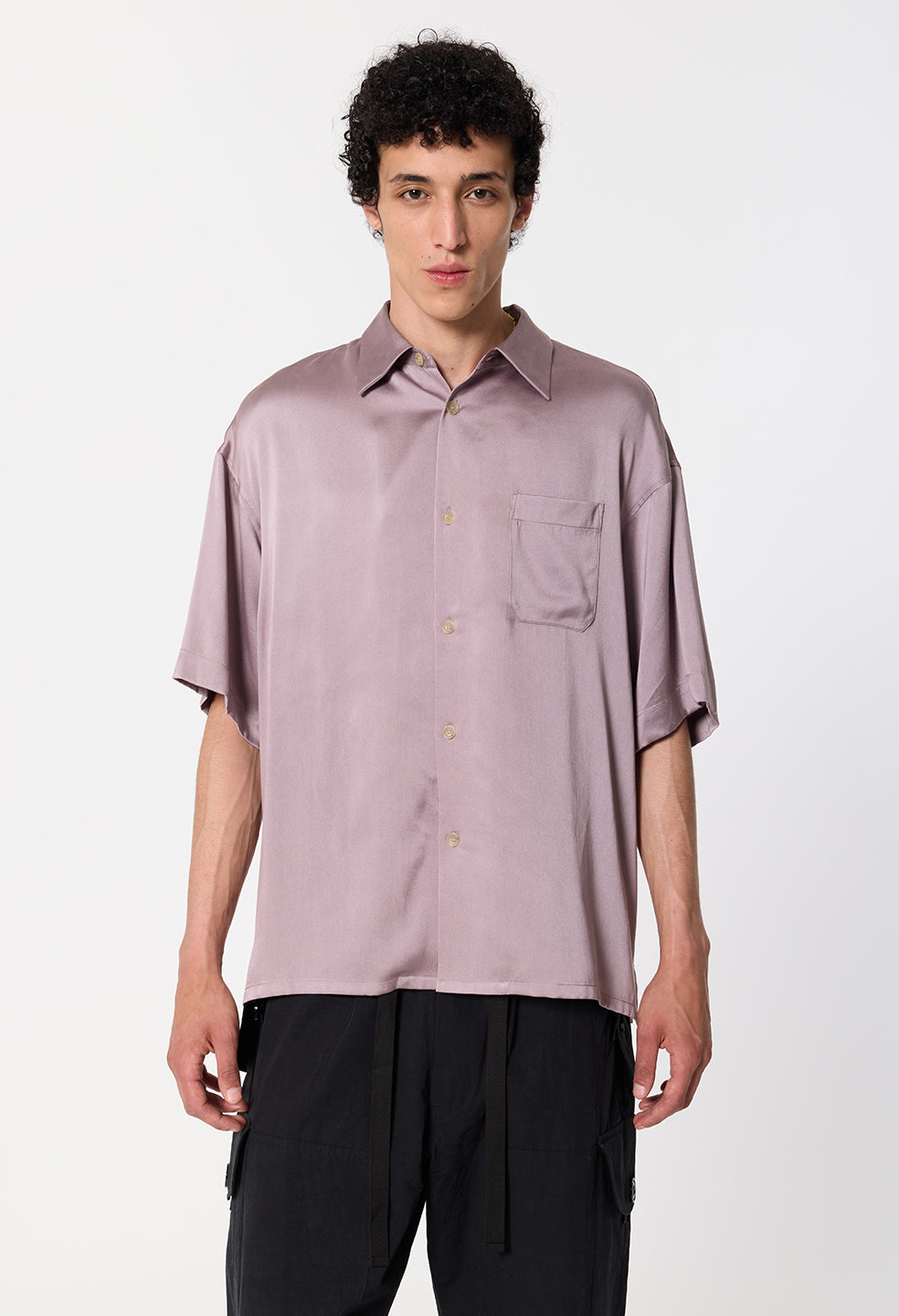 Brushed Silk Button Up / Plum