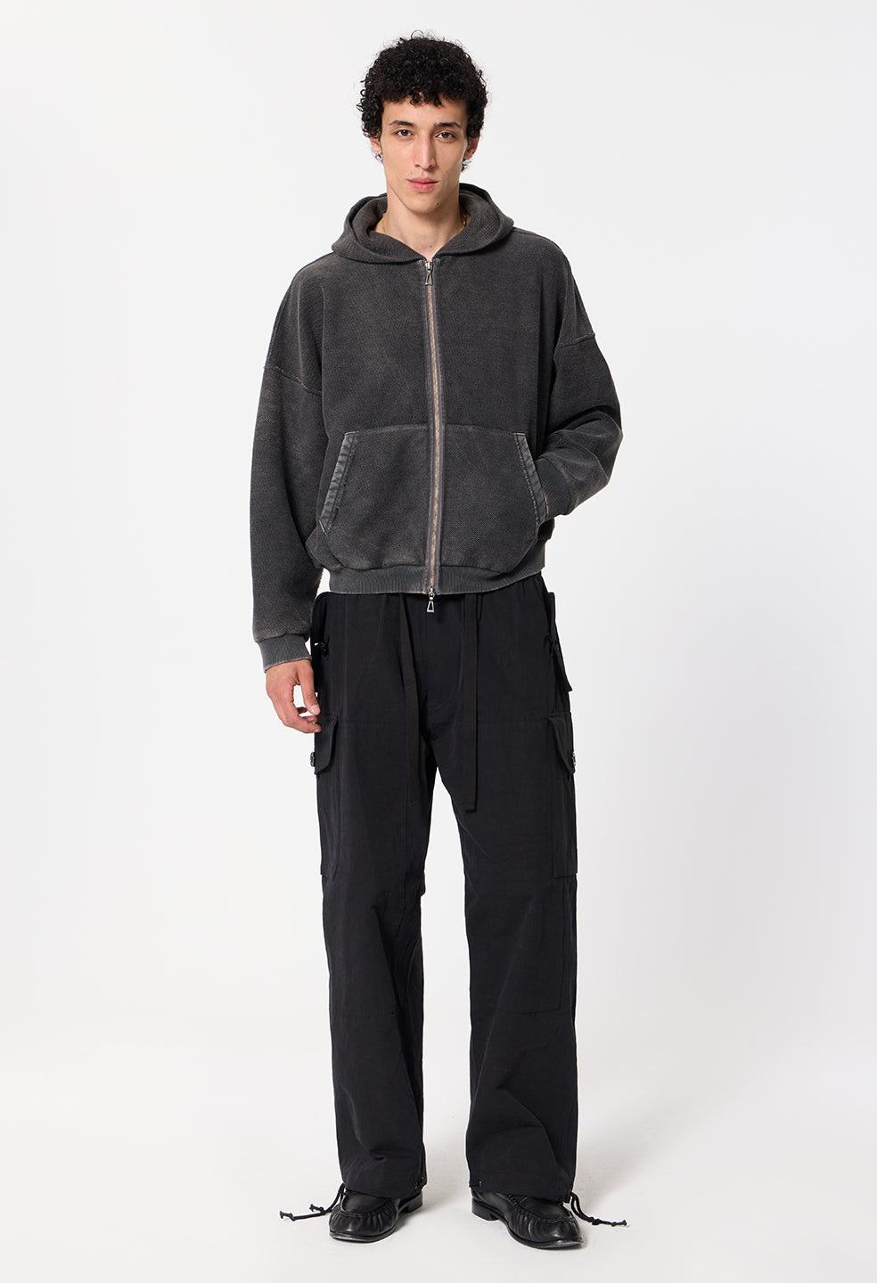 Reverse Terry Frances Full-Zip / Washed Black