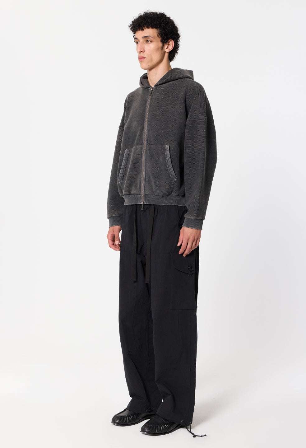 Reverse Terry Frances Full-Zip / Washed Black