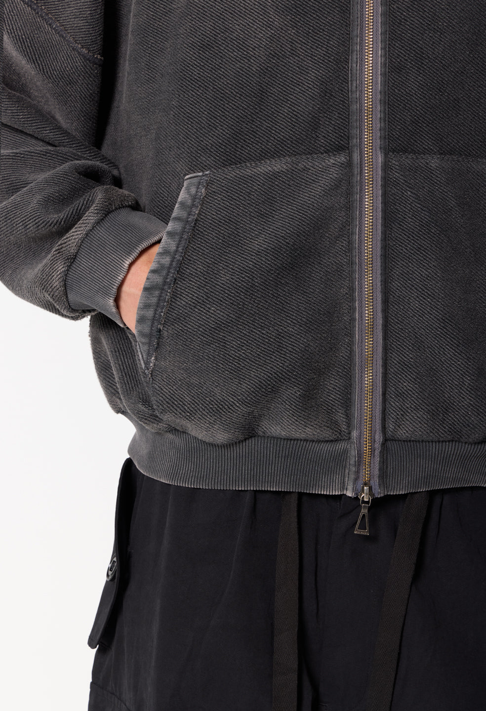 Reverse Terry Frances Full-Zip / Washed Black