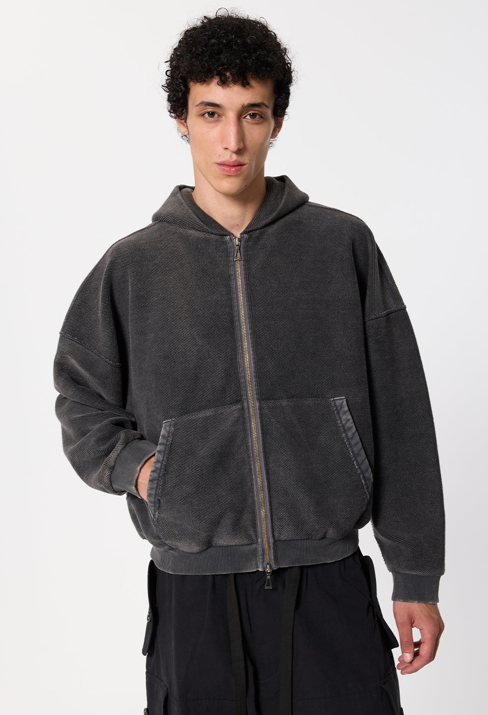 Reverse Terry Frances Full-Zip / Washed Black