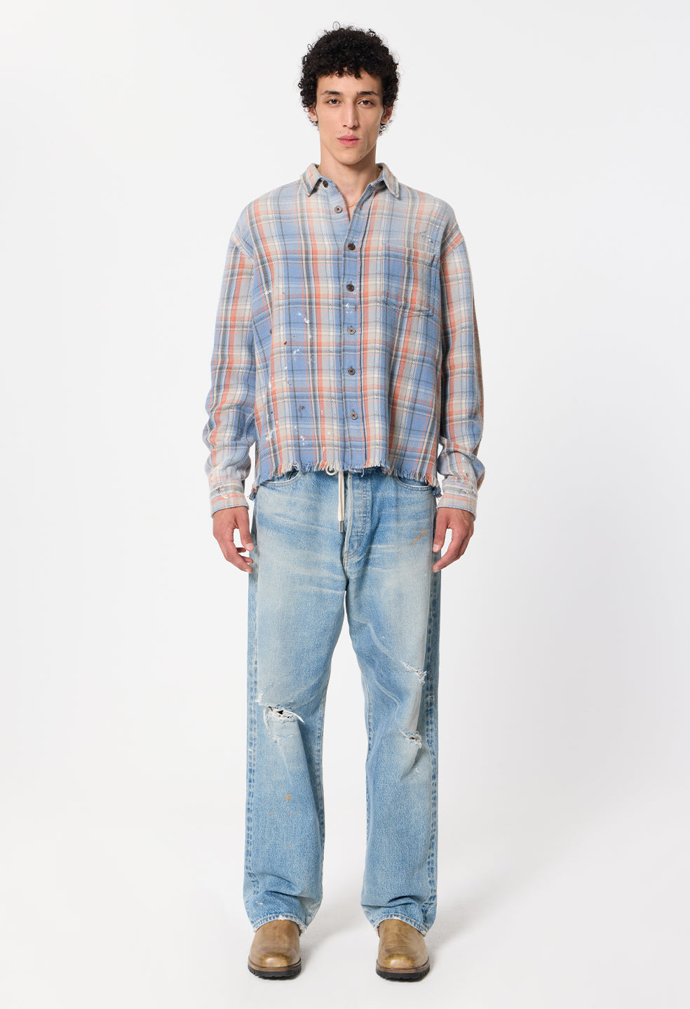Odeon Hemi Oversized Shirt / Vintage Blue Plaid