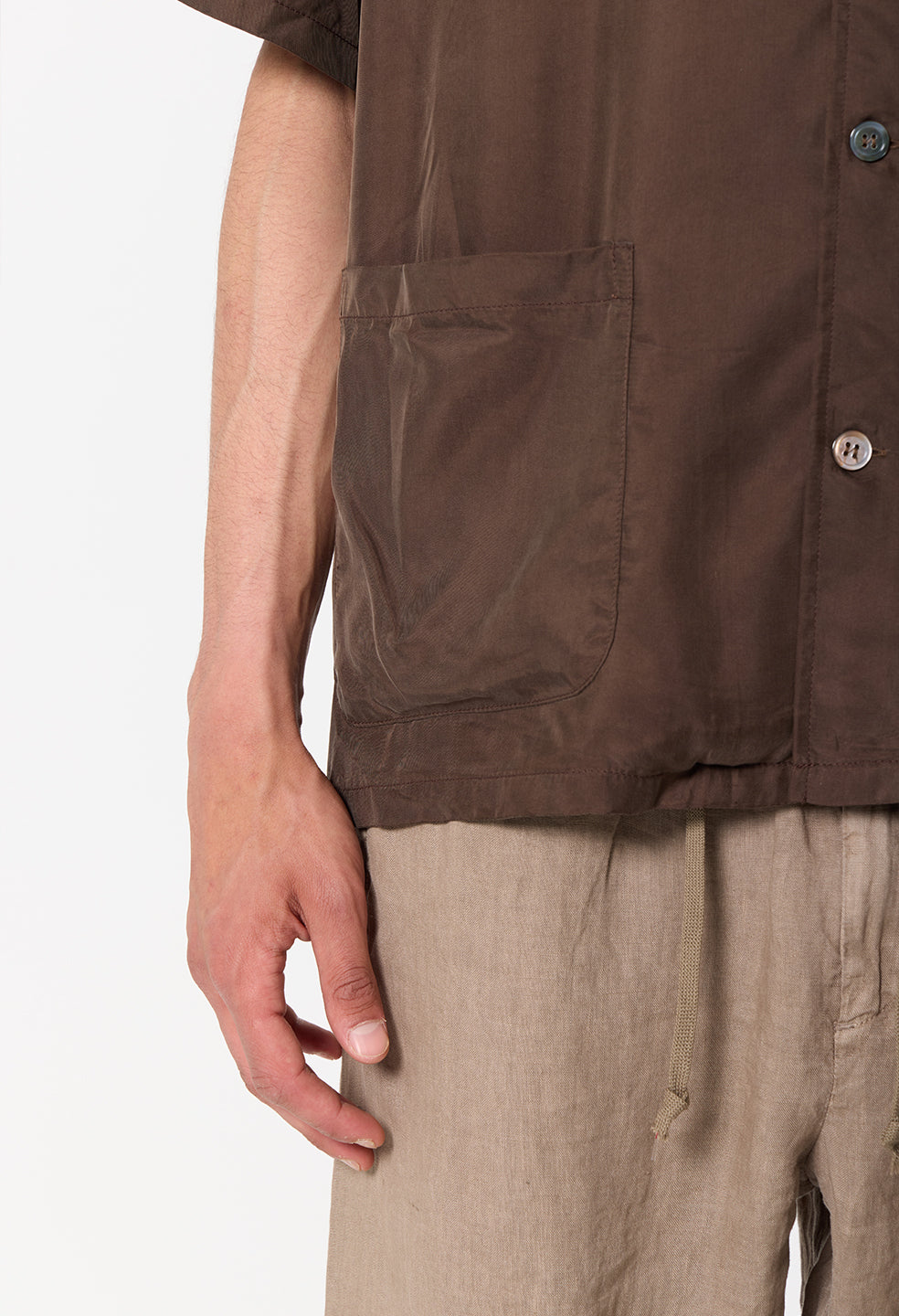 Cupro Smoking Shirt / Espresso