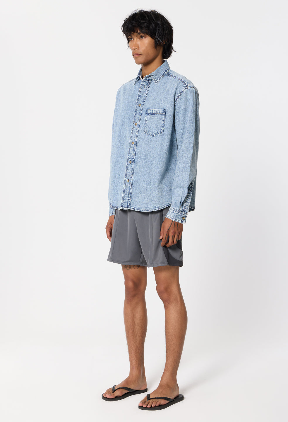 Denim Cloak Button Up / Acid Wash
