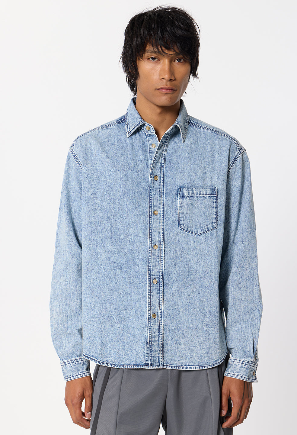 Denim Cloak Button Up / Acid Wash